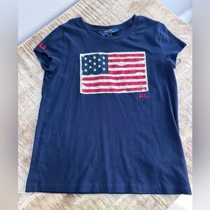 Polo by Ralph Lauren Navy Tee with Flag Patch